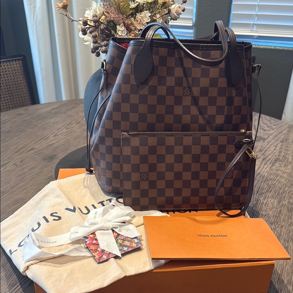 Louis Vuitton Brown Damier Ebene Canvas Tote with Pochette